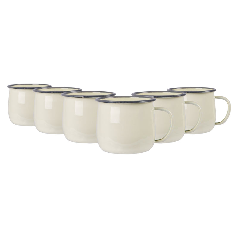 375ml Coloured Enamel Belly Mugs - Pack of Six - By Argon Tableware