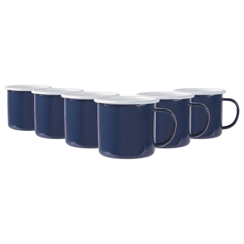 375ml Coloured Enamel Mugs - Pack of Six - By Argon Tableware