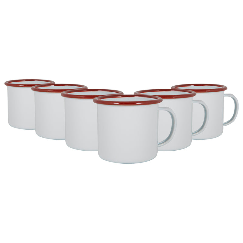 375ml White Enamel Mugs - Pack of Six - By Argon Tableware