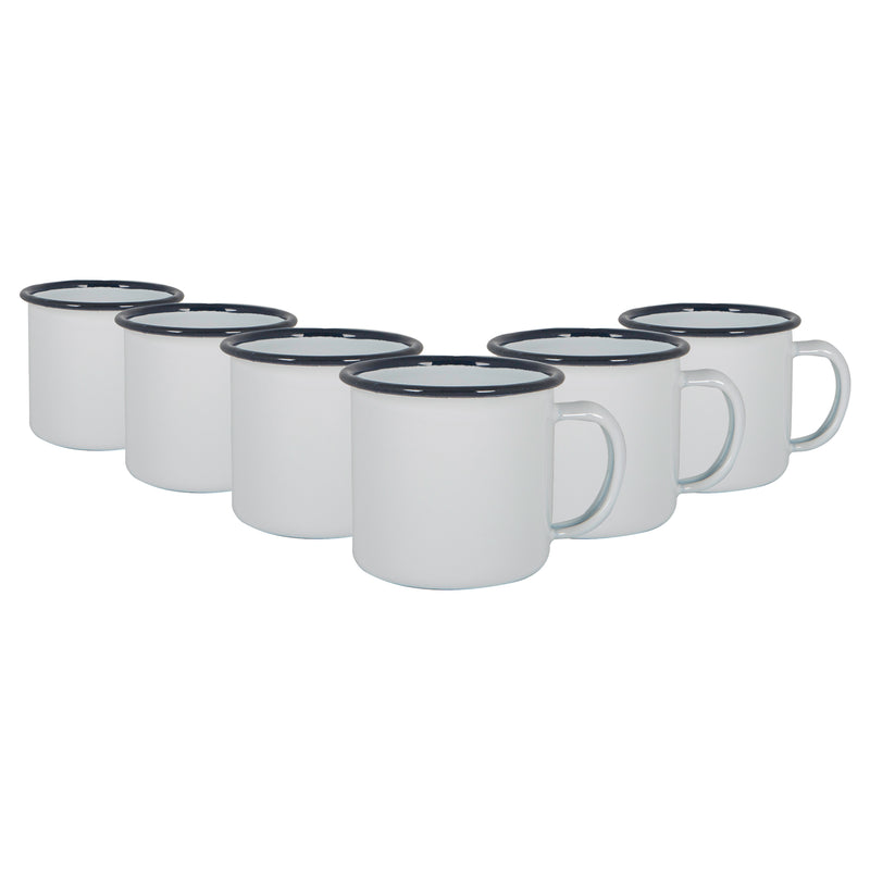 130ml White Enamel Espresso Cups - Pack of Six - By Argon Tableware