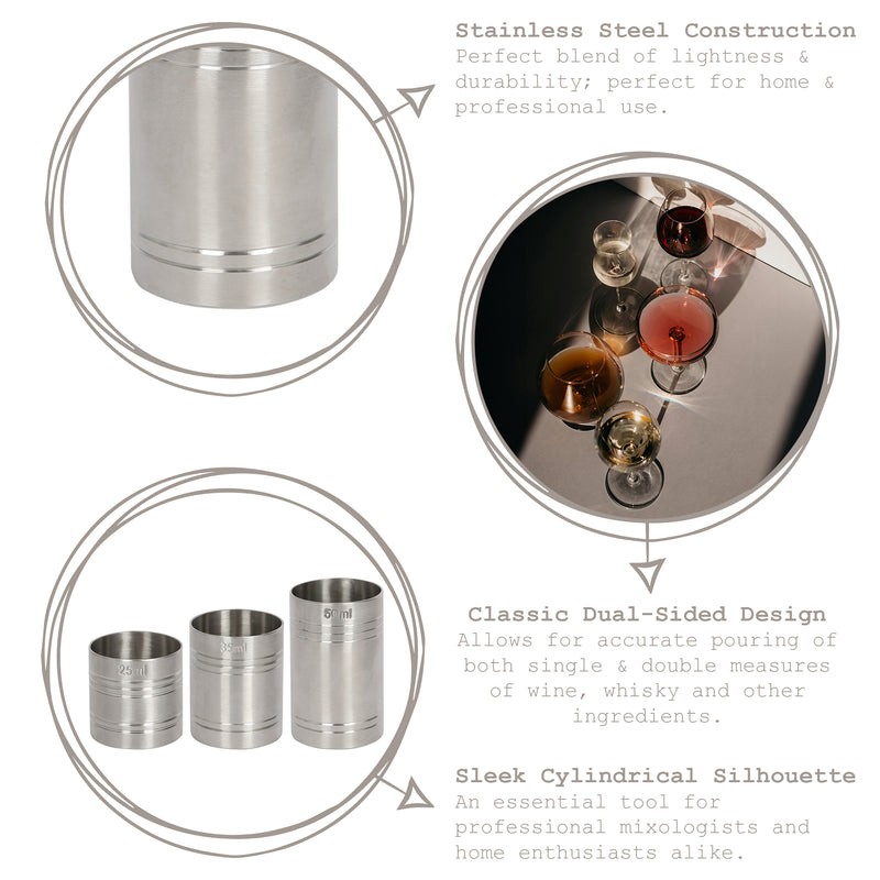 Stainless Steel Thimble Measure - 25/50ml - By Rink Drink