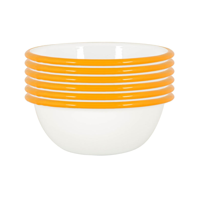 16cm White Enamel Bowls - Pack of Six - By Argon Tableware