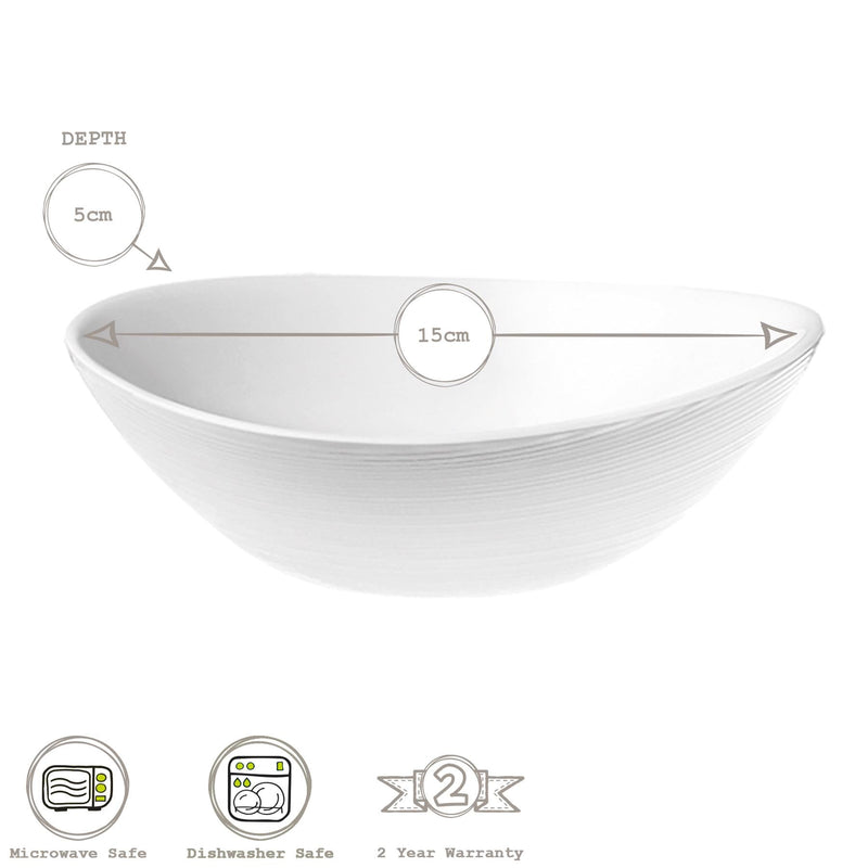 White 15cm Prometeo Oval Glass Cereal Bowls - Pack of 6 - By Bormioli Rocco