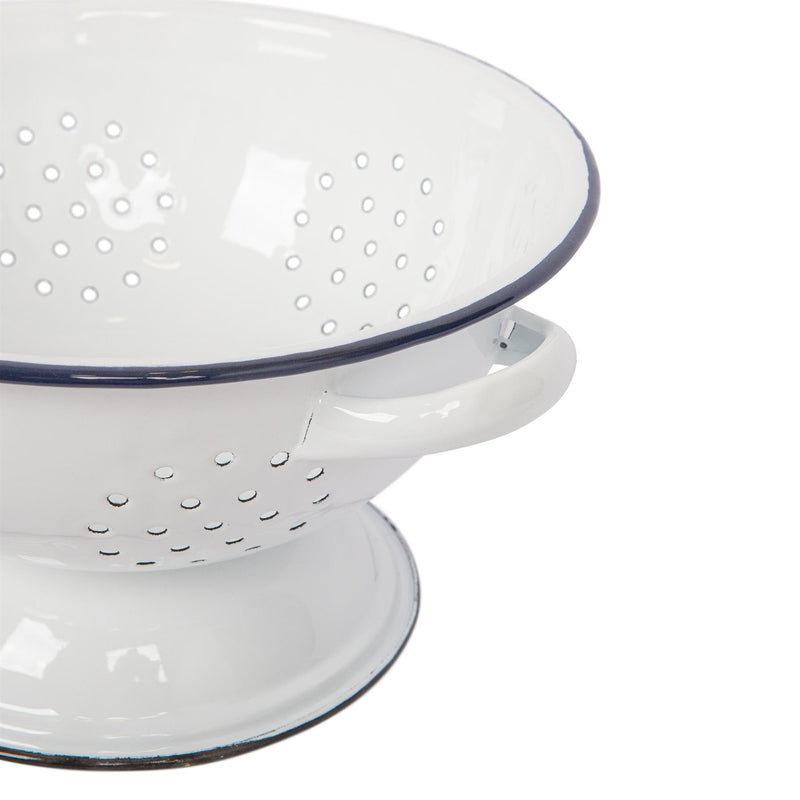 23.5cm White Enamel Colander - By Argon Tableware