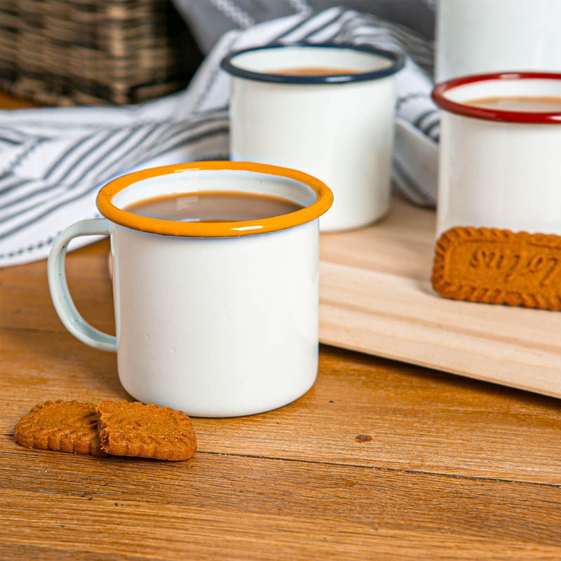 375ml White Enamel Mugs - Pack of Four - By Argon Tableware