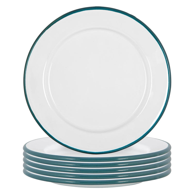 20cm White Enamel Side Plates - Pack of Six - By Argon Tableware