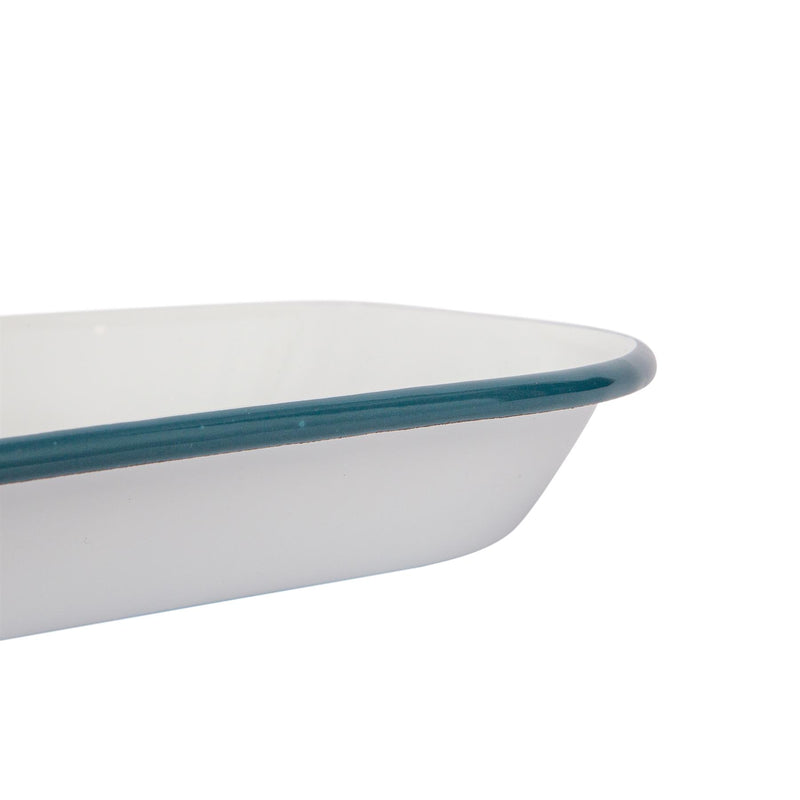 34cm x 26cm White Rectangle Enamel Baking Tray - By Argon Tableware