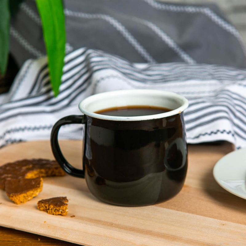 375ml Coloured Enamel Belly Mugs - Pack of Four - By Argon Tableware