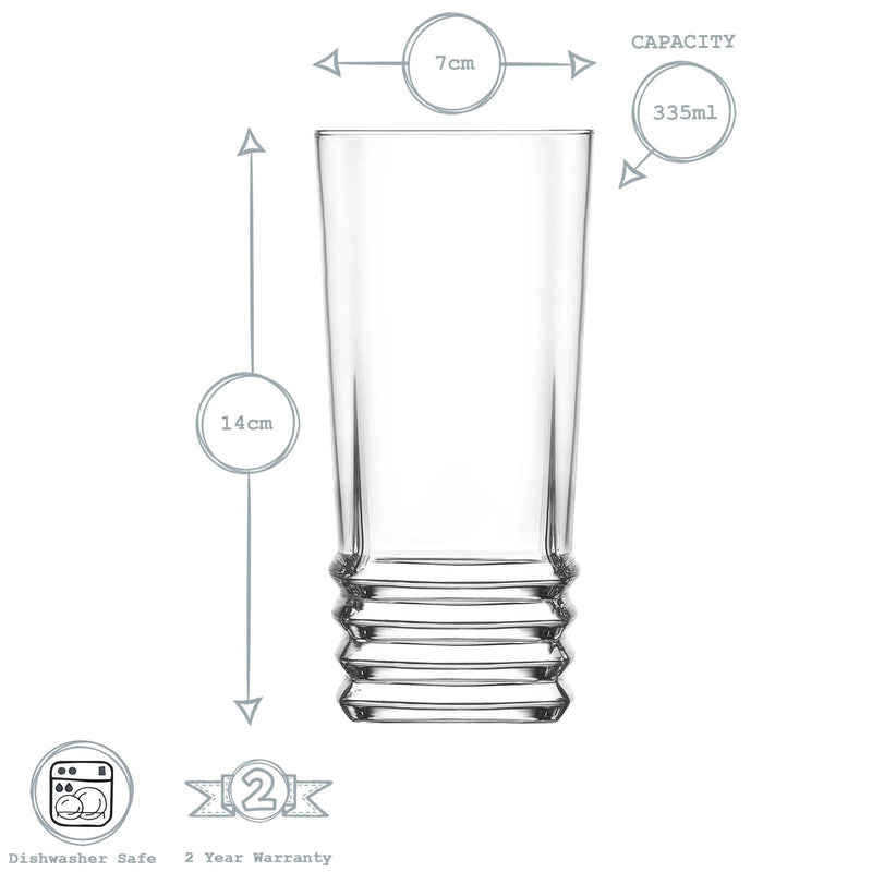 335ml Elegan Highball Glasses - Pack of Six - By LAV