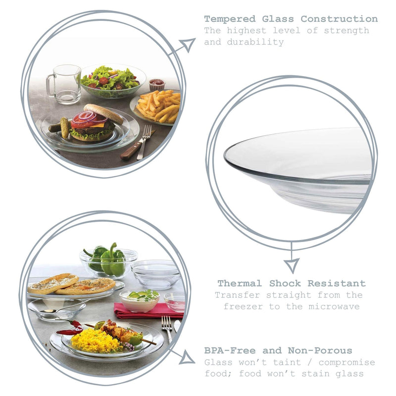 Lys Glass Soup Dishes - 23cm - Pack of 6 - By Duralex