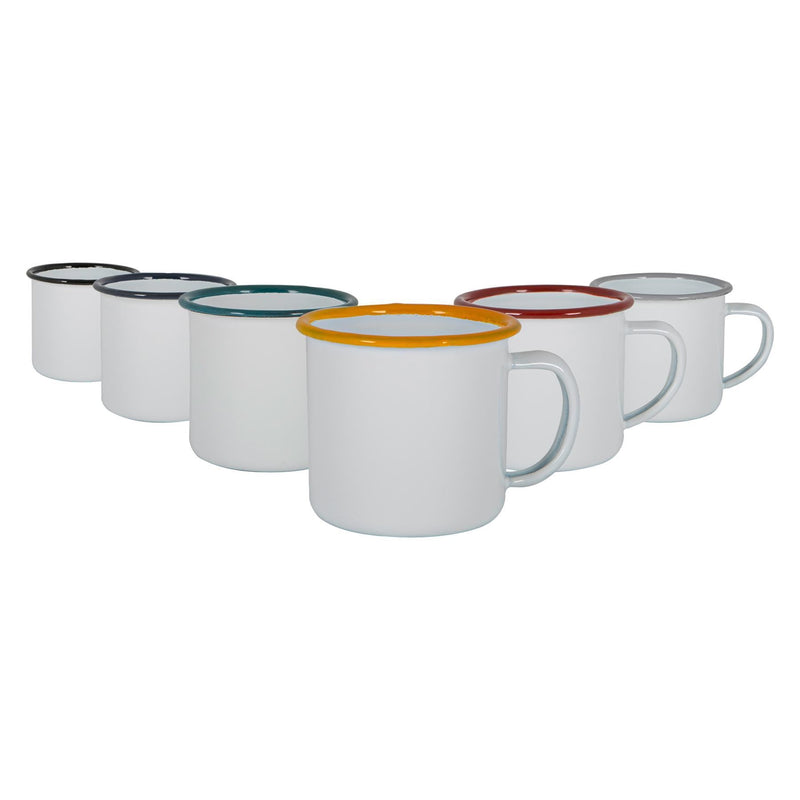 130ml White Enamel Espresso Cups - Pack of Six - By Argon Tableware