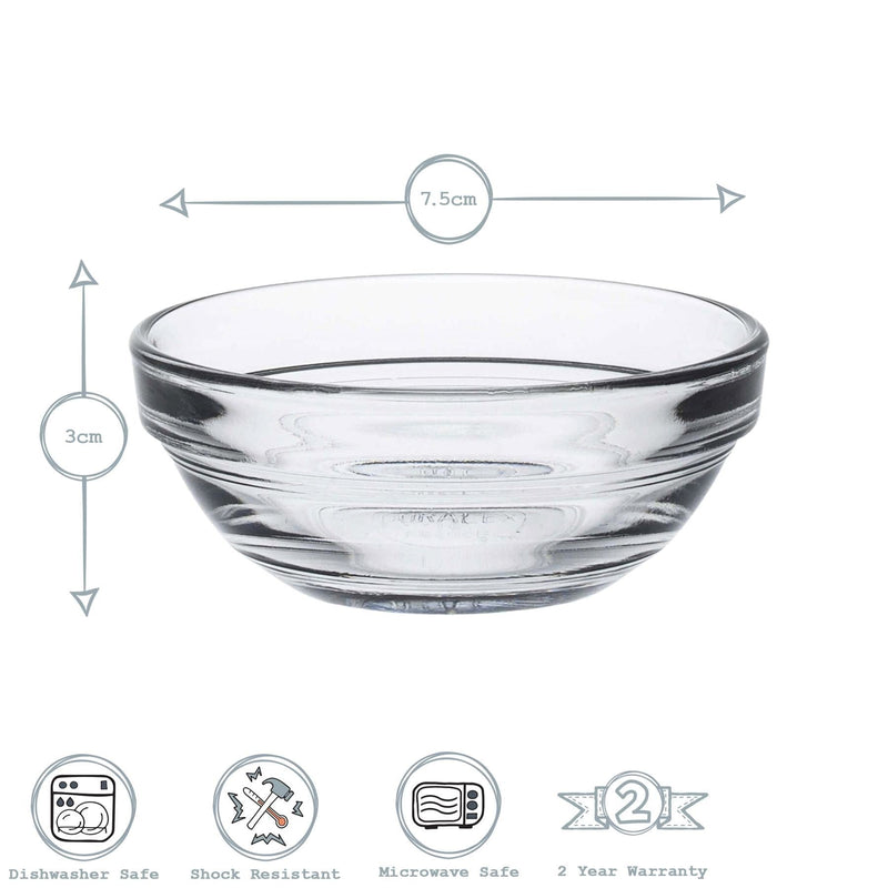 7.5cm Clear Lys Glass Nesting Mixing Bowl - By Duralex