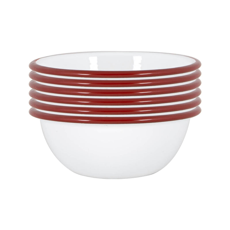 16cm White Enamel Bowls - Pack of Six - By Argon Tableware