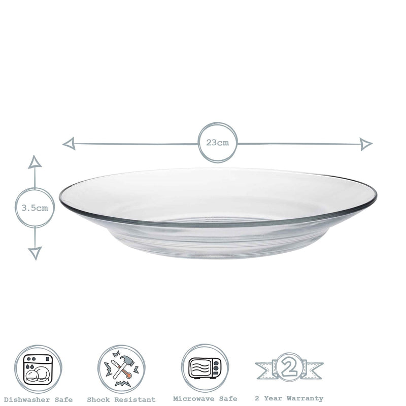 Lys Glass Soup Dishes - 23cm - Pack of 6 - By Duralex