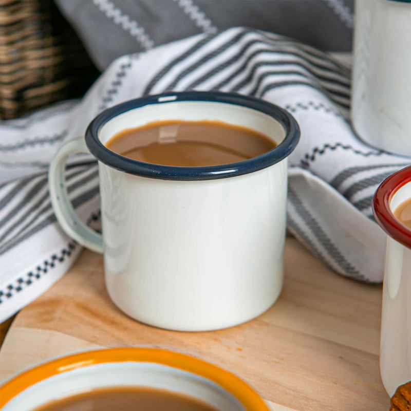 375ml White Enamel Mugs - Pack of Six - By Argon Tableware