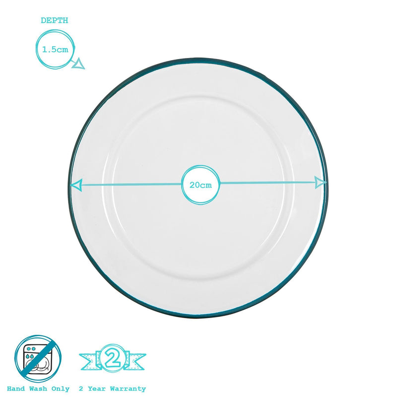 20cm White Enamel Side Plates - Pack of Six - By Argon Tableware