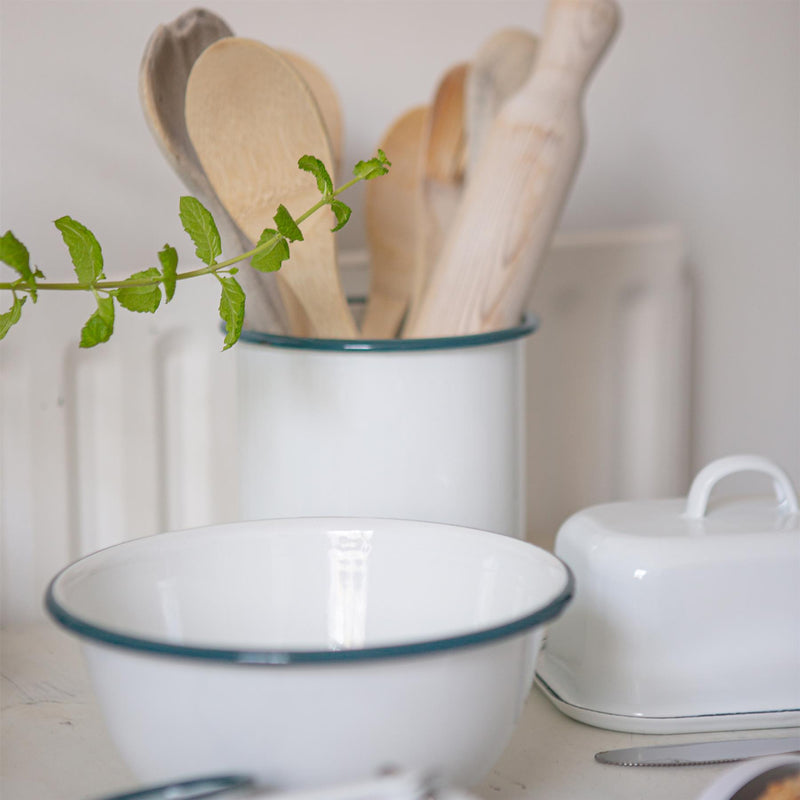 15.5cm White Enamel Utensil Holder - By Argon Tableware