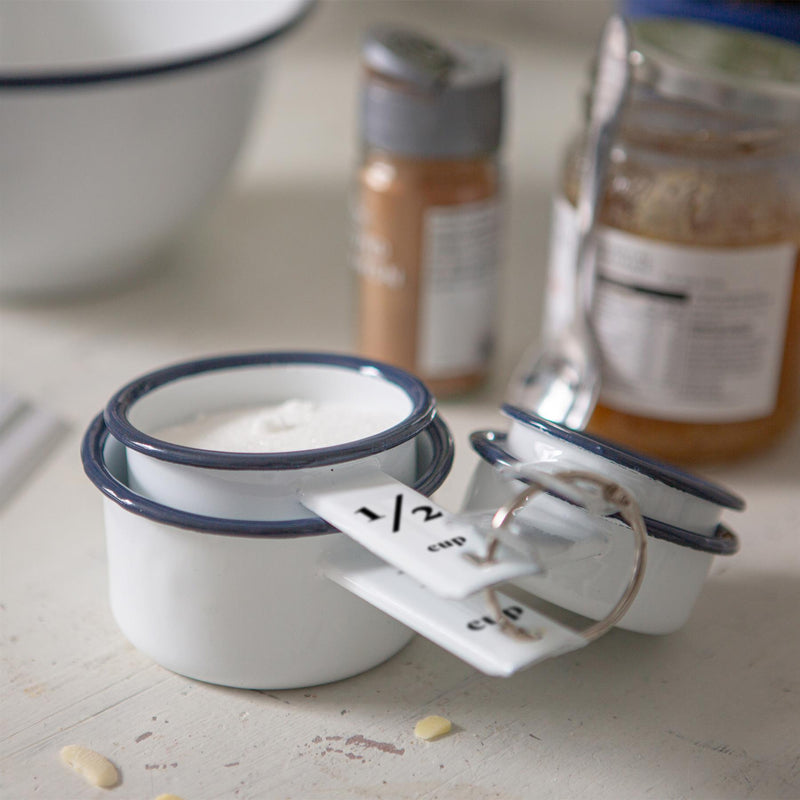 4pc White Enamel Measuring Cups Set - By Argon Tableware