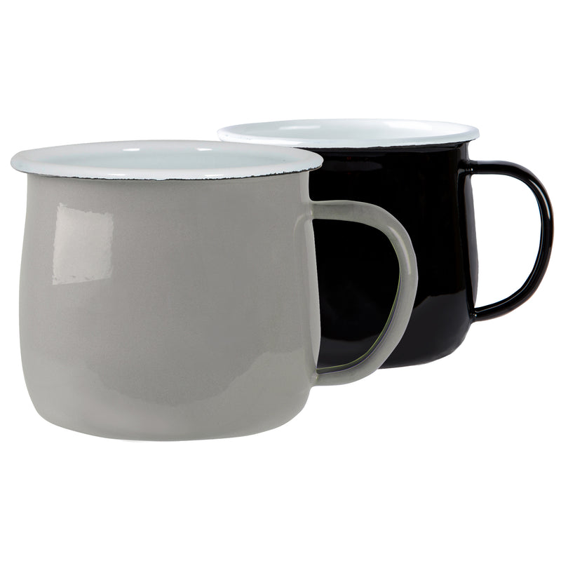 375ml Coloured Enamel Belly Mugs - Pack of Four - By Argon Tableware