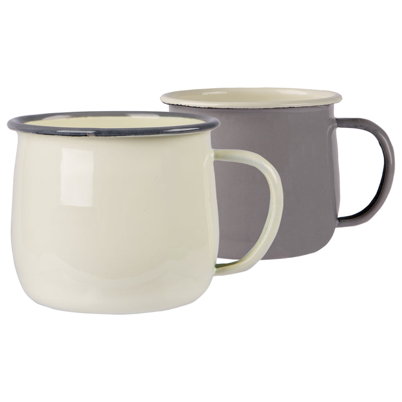 375ml Coloured Enamel Belly Mugs - Pack of Four - By Argon Tableware