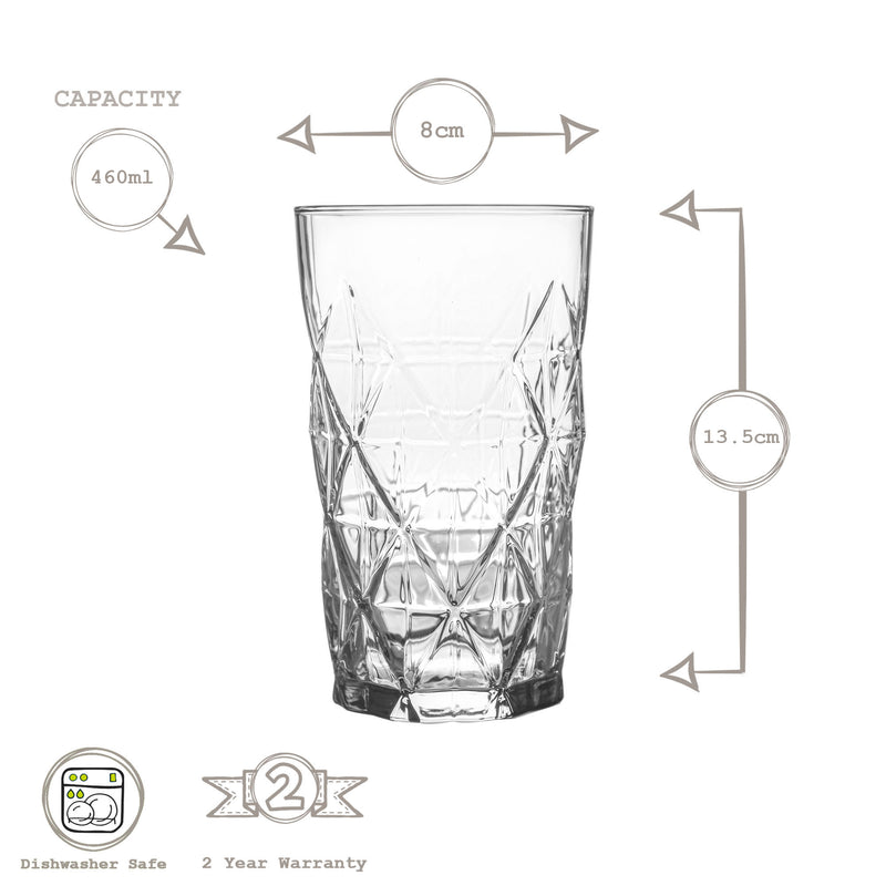 460ml Keops Highball Glasses - Pack of Six - By LAV