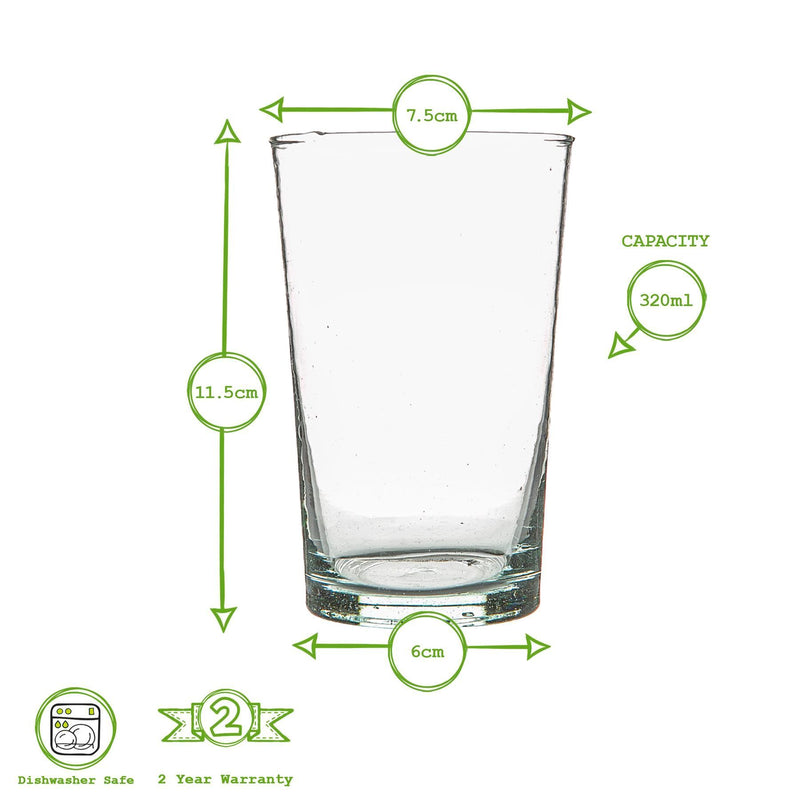 325ml Meknes Recycled Highball Glasses - Pack of Six - By Nicola Spring