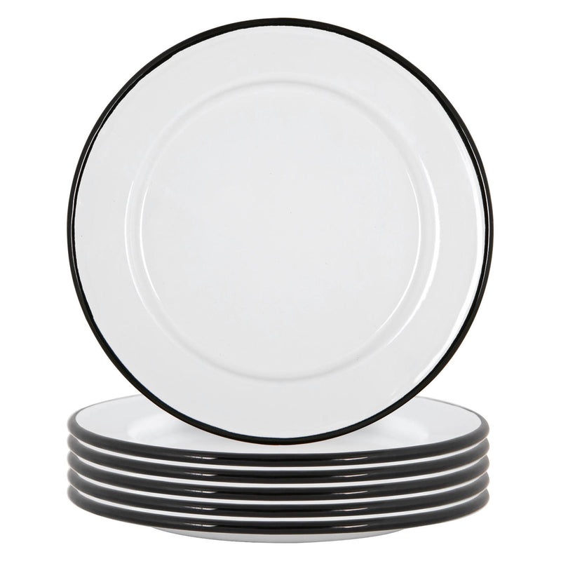 20cm White Enamel Side Plates - Pack of Six - By Argon Tableware