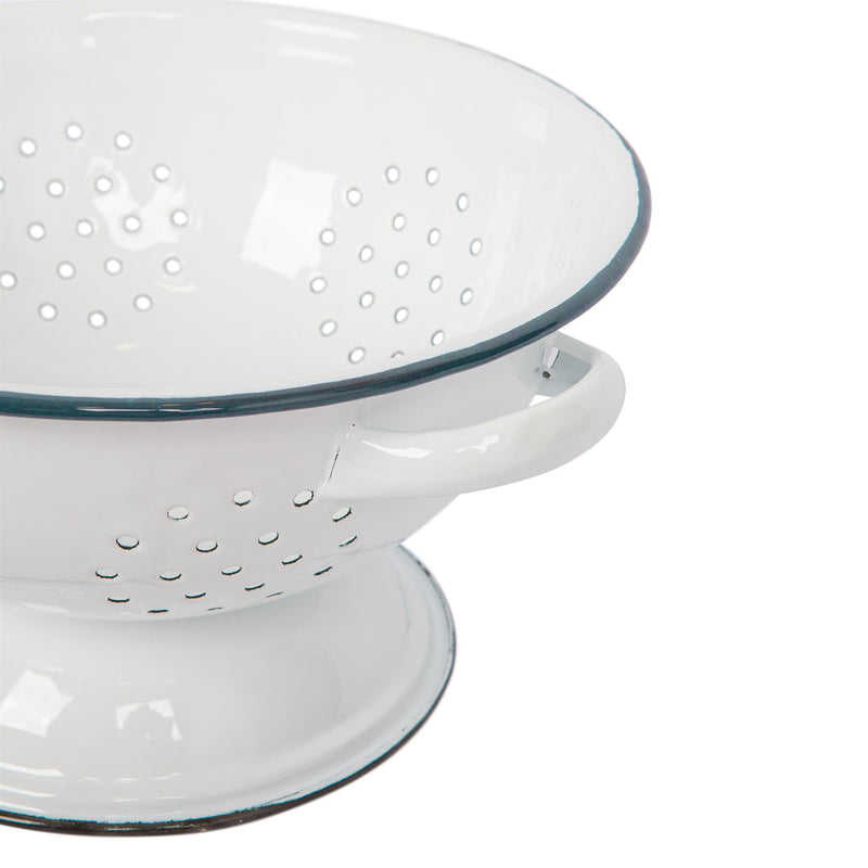 23.5cm White Enamel Colander - By Argon Tableware