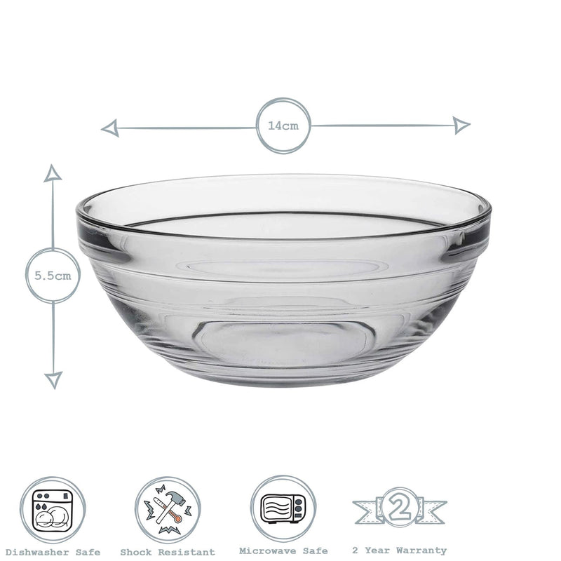 14cm Clear Lys Glass Nesting Mixing Bowl - By Duralex