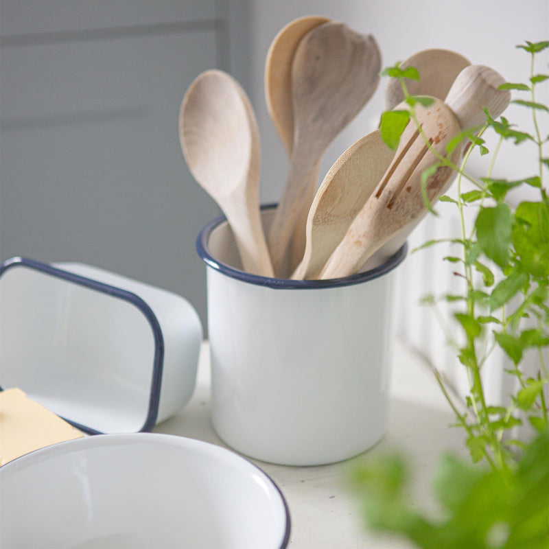 15.5cm White Enamel Utensil Holder - By Argon Tableware