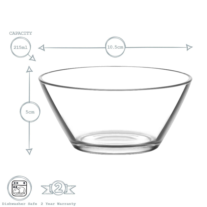 215ml Clear Vega Glass Bowls - Pack of Six - By LAV