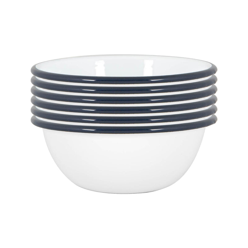 16cm White Enamel Bowls - Pack of Six - By Argon Tableware