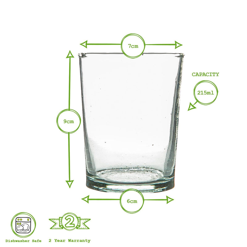 215ml Meknes Recycled Tumbler Glasses - Pack of Six - By Nicola Spring