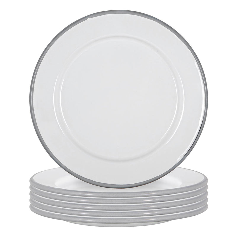 20cm White Enamel Side Plates - Pack of Six - By Argon Tableware